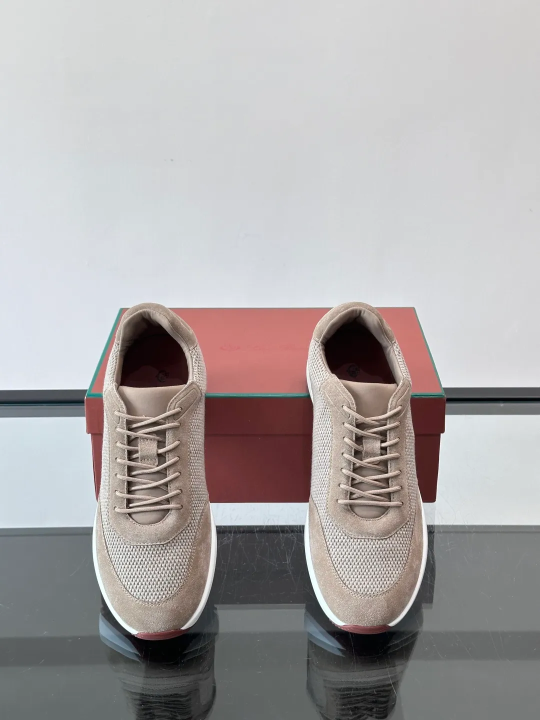 Men's men's shoes 💰p580 "Loro men's shoes 💰pian＊" Week End Walk series sports shoes, using exclusive raw materials, mesh upper + suede stitching, breathable and comfortable, rubber soles with strong grip, suitable for commuting and casual outings. Low-key high-end gray tone, versatile suit or casual wear, size: 39-44 (customized at 38.45.46)